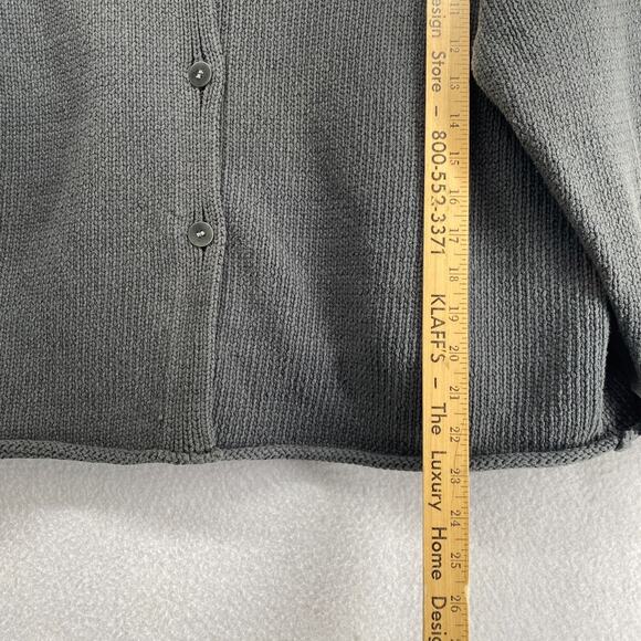 EILEEN FISHER Cardigan L Heavy Cotton Chunky Button Up Drop Shoulder Gray - Picture 9 of 12